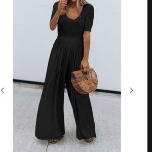 Jumpsuit, Black, Scoop Neck, XL but runs small